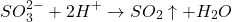 \[SO_3^{2-} + 2H^+ \rightarrow SO_2 \uparrow + H_2O\]