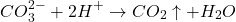 \[CO_3^{2-} + 2H^+ \rightarrow CO_2 \uparrow + H_2O\]