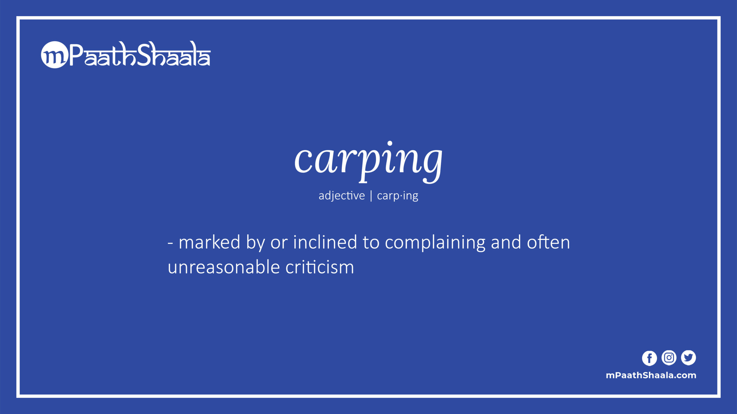 carping Definition of carping mPaathShaala