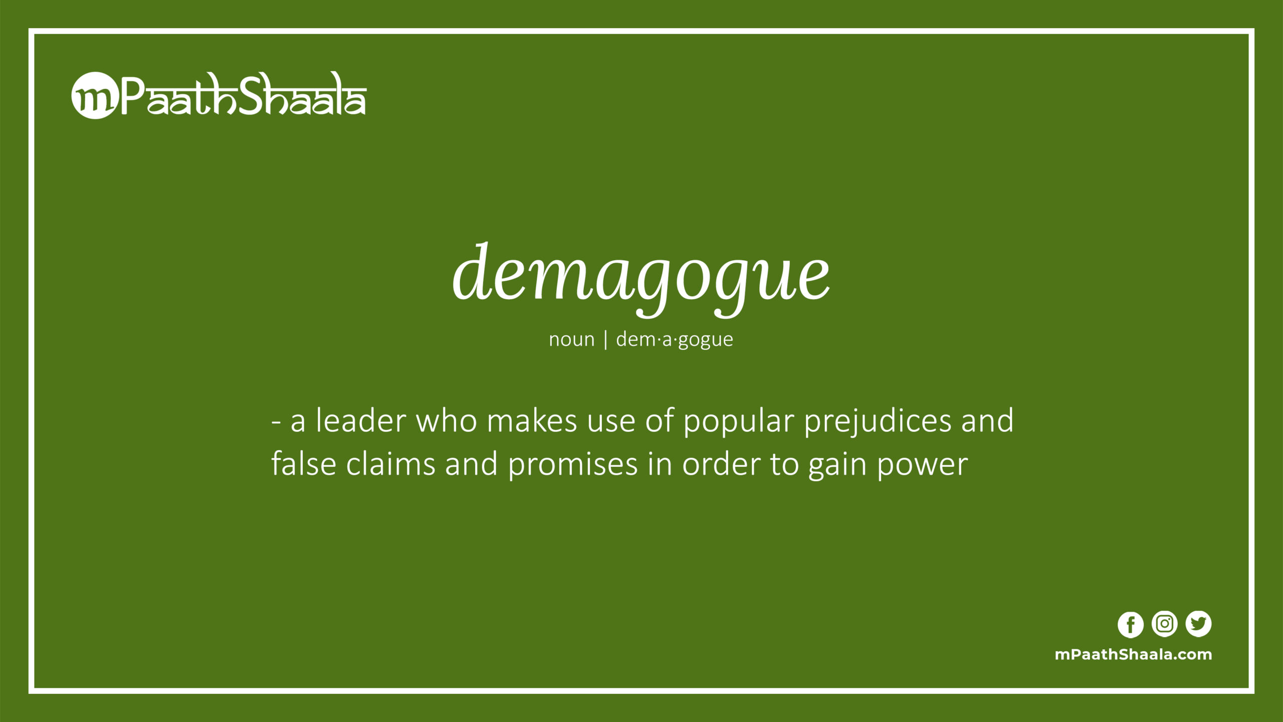 demagogue | Definition of demagogue - mPaathShaala