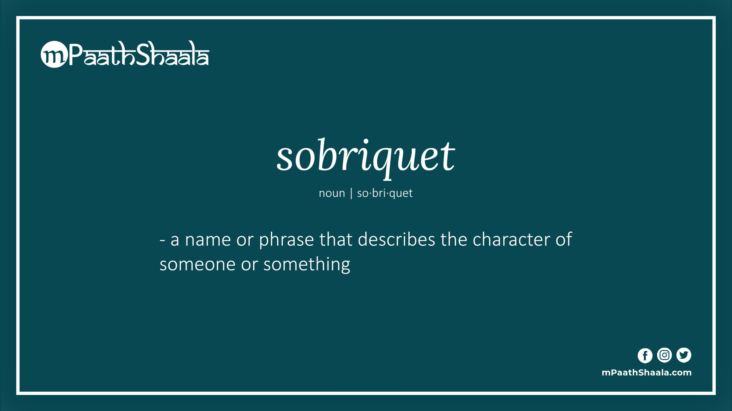 sobriquet Definition of sobriquet mPaathShaala